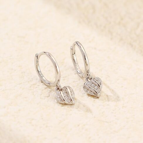 14k Dainty Heart Love Small Hoop Earrings Gold Plated for Women 925 Sterling Silver Cute Tiny Cubic Zirconia Hearted Charms Dangle Drop Delicate Holiday Jewelry Gifts in Saudi Arabia