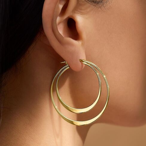 Ross-Simons Italian 18kt Gold Over Sterling Double-Hoop Earrings in Saudi Arabia
