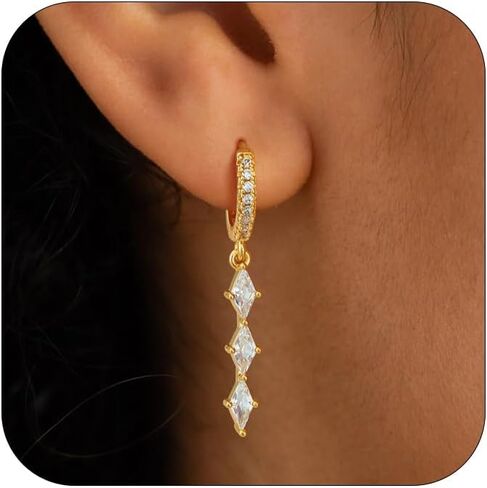 Sewyer Gold Huggie Hoop Earrings for Women Trendy 14K Gold Plated Hoop Dangle Earrings for Women Dainty Hypoallergenic CZ Earring Hoops Drop Earring for Sensitive Ears Cute Non Tarnish Jewelry Gifts in Kuwait