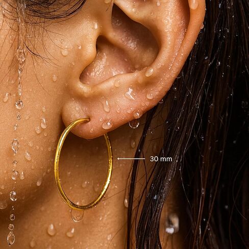 18K Gold Plated Hoop Earrings for Women, Waterproof Stainless Steel Huggie Hoops, Hypoallergenic Lightweight Everyday Minimalist Earring in Saudi Arabia