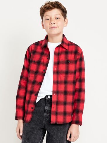 قميص فلانيل منقوش بجيب كم طويل للاولاد من Old Navy - احمر منقوش in Saudi Arabia