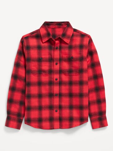 قميص فلانيل منقوش بجيب كم طويل للاولاد من Old Navy - احمر منقوش in Saudi Arabia