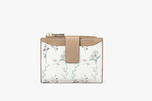 Small Wallets Woman RFID Blocking Vegan Leather Bifold Floral Ladies Compact Card Holder with Zipper Pocket ID Window (Blue) in Saudi Arabia