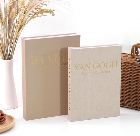 ELIHAM ESSENTIALS Premium Decorative Books - Set of 2 - Linen Storage Box for Coffee Table Faux Decor Boxes for Bookshelf Fake Books for Decoration for Living Room - Modern Home (Beige & Camel) in Saudi Arabia