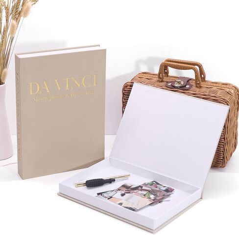 ELIHAM ESSENTIALS Premium Decorative Books - Set of 2 - Linen Storage Box for Coffee Table Faux Decor Boxes for Bookshelf Fake Books for Decoration for Living Room - Modern Home (Beige & Camel) in Saudi Arabia