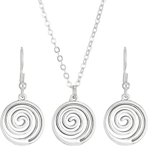 WCRAZYE Boho Geometric Tribal Swirl Wire Spiral Earrings Necklace Sets for Women Lightweight Minimalist Simple Spiral Earrings Round Spiral Statement Earrings Fashion Jewelry Gifts in Saudi Arabia