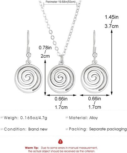 WCRAZYE Boho Geometric Tribal Swirl Wire Spiral Earrings Necklace Sets for Women Lightweight Minimalist Simple Spiral Earrings Round Spiral Statement Earrings Fashion Jewelry Gifts in Saudi Arabia