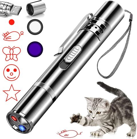 Ivvtryi Laser Pointer Cat Toys for Idoor ، القابلة لإعادة الشحن ، 7 ألعاب Mouse Mouse Apt Bet -Pet Red Light للبقاء مشغولًا بتشغيل لعبة Chase Play in Kuwait