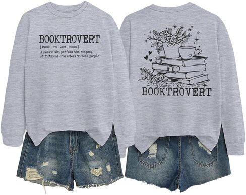ROSSOSSOR Wildflower Booktrovert Sweatshirt Gift For Librarian Bookish Pullovers Teacher Crewneck Oversized Sweatshirts in Saudi Arabia
