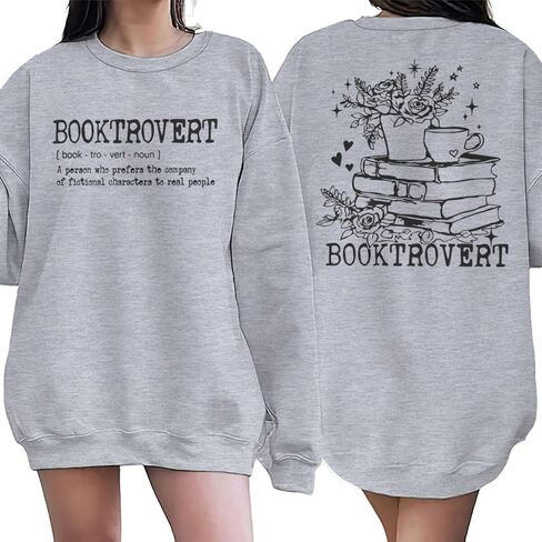 ROSSOSSOR Wildflower Booktrovert Sweatshirt Gift For Librarian Bookish Pullovers Teacher Crewneck Oversized Sweatshirts in Saudi Arabia