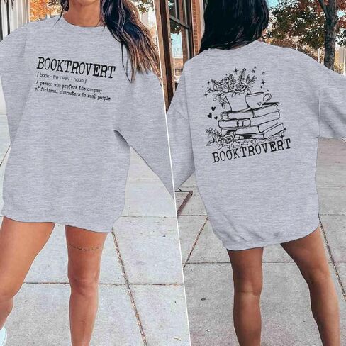 ROSSOSSOR Wildflower Booktrovert Sweatshirt Gift For Librarian Bookish Pullovers Teacher Crewneck Oversized Sweatshirts in Saudi Arabia
