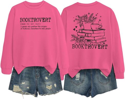 ROSSOSSOR Wildflower Booktrovert Sweatshirt Gift For Librarian Bookish Pullovers Teacher Crewneck Oversized Sweatshirts in Saudi Arabia