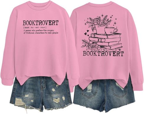 ROSSOSSOR Wildflower Booktrovert Sweatshirt Gift For Librarian Bookish Pullovers Teacher Crewneck Oversized Sweatshirts in Saudi Arabia