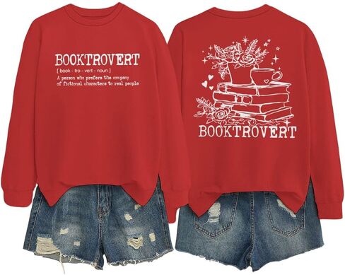 ROSSOSSOR Wildflower Booktrovert Sweatshirt Gift For Librarian Bookish Pullovers Teacher Crewneck Oversized Sweatshirts in Saudi Arabia