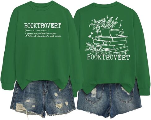 ROSSOSSOR Wildflower Booktrovert Sweatshirt Gift For Librarian Bookish Pullovers Teacher Crewneck Oversized Sweatshirts in Saudi Arabia