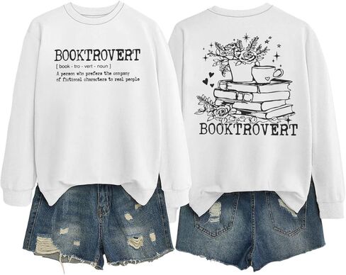 ROSSOSSOR Wildflower Booktrovert Sweatshirt Gift For Librarian Bookish Pullovers Teacher Crewneck Oversized Sweatshirts in Saudi Arabia