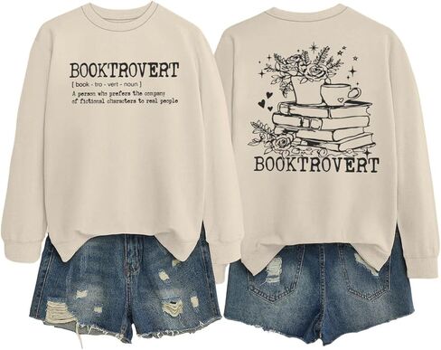 ROSSOSSOR Wildflower Booktrovert Sweatshirt Gift For Librarian Bookish Pullovers Teacher Crewneck Oversized Sweatshirts in Saudi Arabia