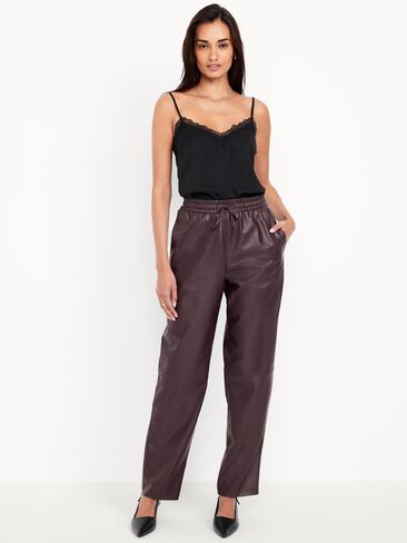 Old Navy High-Waisted Billie Faux-Leather Ankle Trouser - BOXWOOD in Saudi Arabia