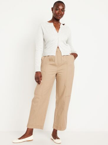 Old Navy High-Waisted Barrel Ankle Pants - Classic Khaki in Saudi Arabia