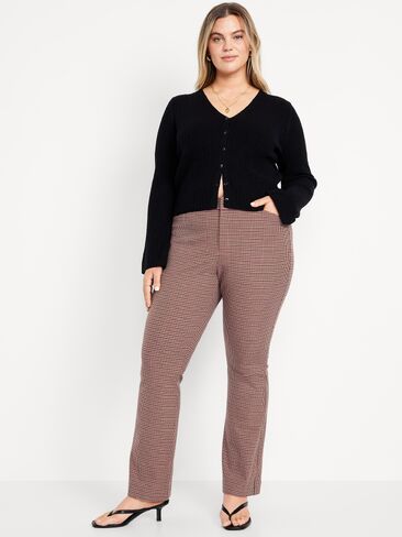 Old Navy High-Waisted Pixie Flare Pants - Brown Check in Kuwait