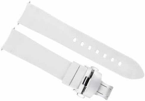 Ewatchparts سوار ساعة من السيليكون ذو نهاية منحنية وحزام مطاطي 18 مم 19 مم، 20 مم 21 مم 22 مم 24 مم مع مشبك أسود مع فضي in Kuwait
