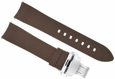 Ewatchparts سوار ساعة من السيليكون ذو نهاية منحنية وحزام مطاطي 18 مم 19 مم، 20 مم 21 مم 22 مم 24 مم مع مشبك أسود مع فضي in Kuwait
