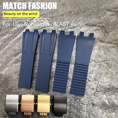 TOPBD Convex Silicone Rubber Watch Strap 26mm Fit for Athens Ulysse Nardin Watchband Folding Buckle Men Sports Waterproof Bracelets in Saudi Arabia
