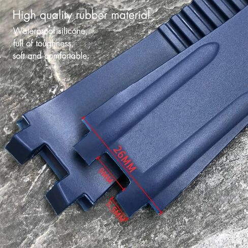 TOPBD Convex Silicone Rubber Watch Strap 26mm Fit for Athens Ulysse Nardin Watchband Folding Buckle Men Sports Waterproof Bracelets in Saudi Arabia