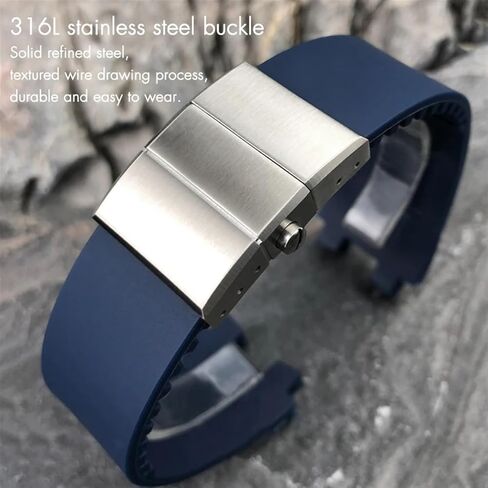 TOPBD Convex Silicone Rubber Watch Strap 26mm Fit for Athens Ulysse Nardin Watchband Folding Buckle Men Sports Waterproof Bracelets in Saudi Arabia