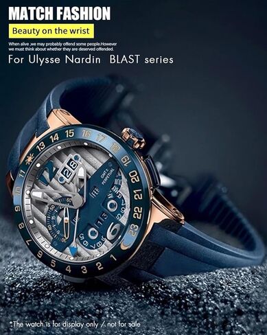 TOPBD Convex Silicone Rubber Watch Strap 26mm Fit for Athens Ulysse Nardin Watchband Folding Buckle Men Sports Waterproof Bracelets in Saudi Arabia