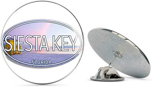 NYC Jewellers Oval Siesta Key Florida (fl Gulf Beach Coast) معدن 0.75 بوصة طية صدر السترة قبعة دبوس ربطة عنق Pinback in Saudi Arabia