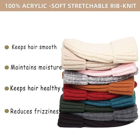 Womens Satin Lined Knit Beanie Knitted Warm Cuffed Hats Winter Thick Skull Cap in Saudi Arabia