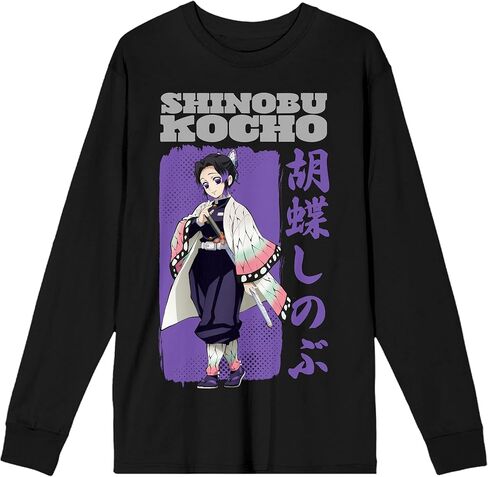 Demon Slayer Shinobu Kocho Character Adult Black Long Sleeve Tee in Saudi Arabia