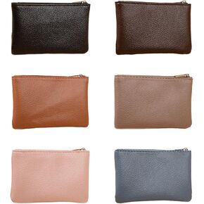 6 Pack Leather Zipper Coin Purse, Small Pouch Change Purse Coin Bag, Portable Change Wallet Coin Pouch with Zipper Mini Coin Pocket Pouch Change Holder for Men Women in Saudi Arabia