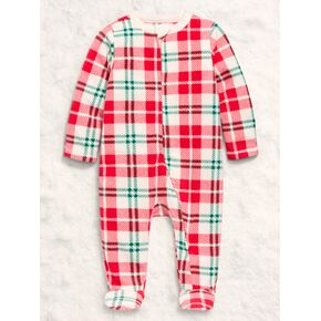 قطعة واحدة للأطفال من Old Navy Microfleece بسحاب ثنائي الاتجاه للنوم واللعب - باللون الأحمر المنقوش (تطابق العائلة!) in Kuwait