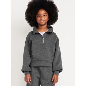 Old Navy Half-Zip Bounce Fleece Pullover Sweatshirt for Girls - Charcoal in Kuwait