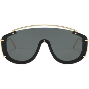 نظارات شمسية عصرية كبيرة الحجم من Kashm للنساء، نظارات شمسية كلاسيكية ذات درع كبير Aviator للحماية من الأشعة فوق البنفسجية بعدسة قطعة واحدة in Kuwait