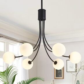 zqoyn 6-light سبوتنيك الثريا الحديثة نحى النحاس غرفة الطعام ضوء الثابت منتصف القرن الذهب الثريا مع زجاج الحليب شنقا قلادة لغرفة الطعام جزيرة المطبخ، غرفة المعيشة، غرفة نوم، بهو in Kuwait