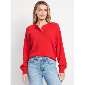 Old Navy Oversized Cozy Waffle Henley Top - Amaryllis in Kuwait
