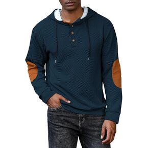ZAFUL الرجال مقنعين البلوز طويلة الأكمام الرباط البلوز هوديس نصف زر الألوان المتباينة خفيفة الوزن عارضة القميص الأعلى in Saudi Arabia