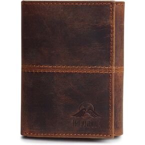 Tri Andela Men's Genuine Brown Leather Trifold Wallet, RFID Blocking, Slim Trifold, Secure Anti-Theft Design, Premium Leather Wallet for Men, Card Case & Money Organizer in Saudi Arabia