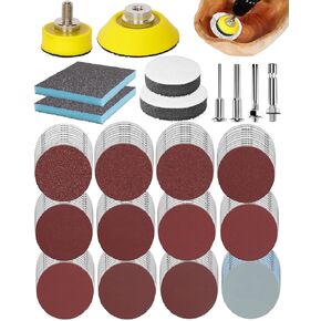 325PCS 2 Inch Sanding Discs for Drill Sanding Sander Attachment, 10PCS Hook and Loop Backing Backer Plates 1/4&1/8 Inch Shanks, Sandpaper Polishing Pads Kit for Dremel Tool Accessories Die Grinder in Kuwait