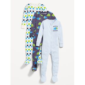 بيجامة Old Navy Snug-Fit 2-Way-Zip من قطعة واحدة مكونة من 3 قطع للأطفال الصغار والرضع - دينو in Kuwait