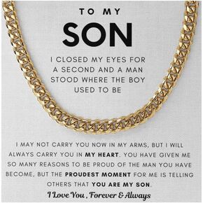 Momavo Jewelry To My Son, You Made Me Proud, Cuban Chain, Length Adjustable, Father Son Gift, Dad to Son Gift in Kuwait