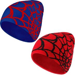 LUNINGLA 2 قطعة Y2k Beanies عنكبوت ويب نمط أكريليك محبوك القبعات عارضة الشارع الشهير للنساء والرجال المراهقين الشتاء الأنشطة الخارجية الرياضة أسود in Kuwait