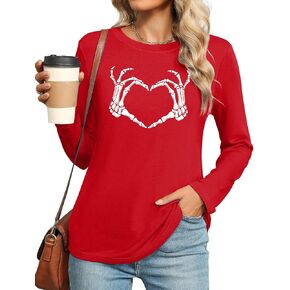 Love Heart Long Sleeve Shirt for Women Cute Valentines Day Graphic Tee Wife Mom Matching Couple Tops in Saudi Arabia