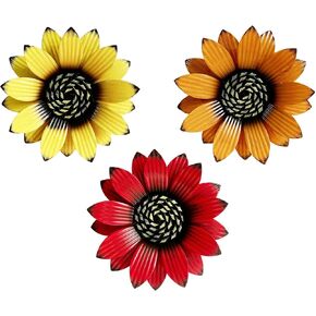 wkhomedico المجلفن مزرعة الزهور المعدنية ديكور الجدار ملهمة، ديكور الجدار شنقا للداخلية في الهواء الطلق غرفة نوم المنزل غرفة المعيشة مكتب الشرفة فناء حديقة سياج 13 بوصة، هدية مصنوعة يدويا، مجموعة من 2 in Kuwait