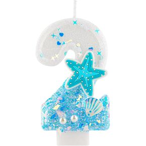 المحيط موضوع 1 عيد ميلاد شمعة رقم 1 الأزرق الأبيض نجم البحر قذيفة اللؤلؤ بريق الترتر الشموع كعكة توبر الزينة لصبي فتاة استحمام الطفل الذكرى عيد ميلاد حزب ديكور لوازم in Kuwait