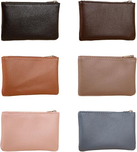 6 Pack Leather Zipper Coin Purse, Small Pouch Change Purse Coin Bag, Portable Change Wallet Coin Pouch with Zipper Mini Coin Pocket Pouch Change Holder for Men Women in Saudi Arabia
