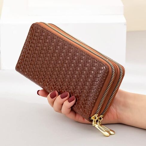 Women’s Leather Wristlet Wallet – Zip Around Clutch Purse with Multi-Card Slots & Wrist Strap (Brown) in Saudi Arabia